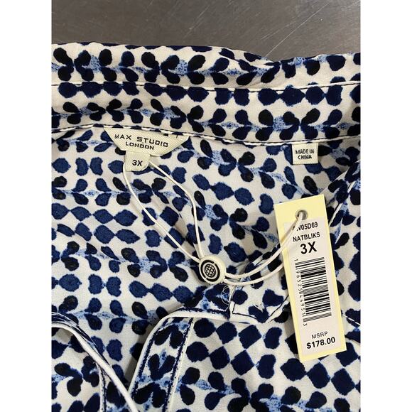 NWT Max Studio London Slinky Geo Print Tiered Midi Length dress 3X - Picture 7 of 8